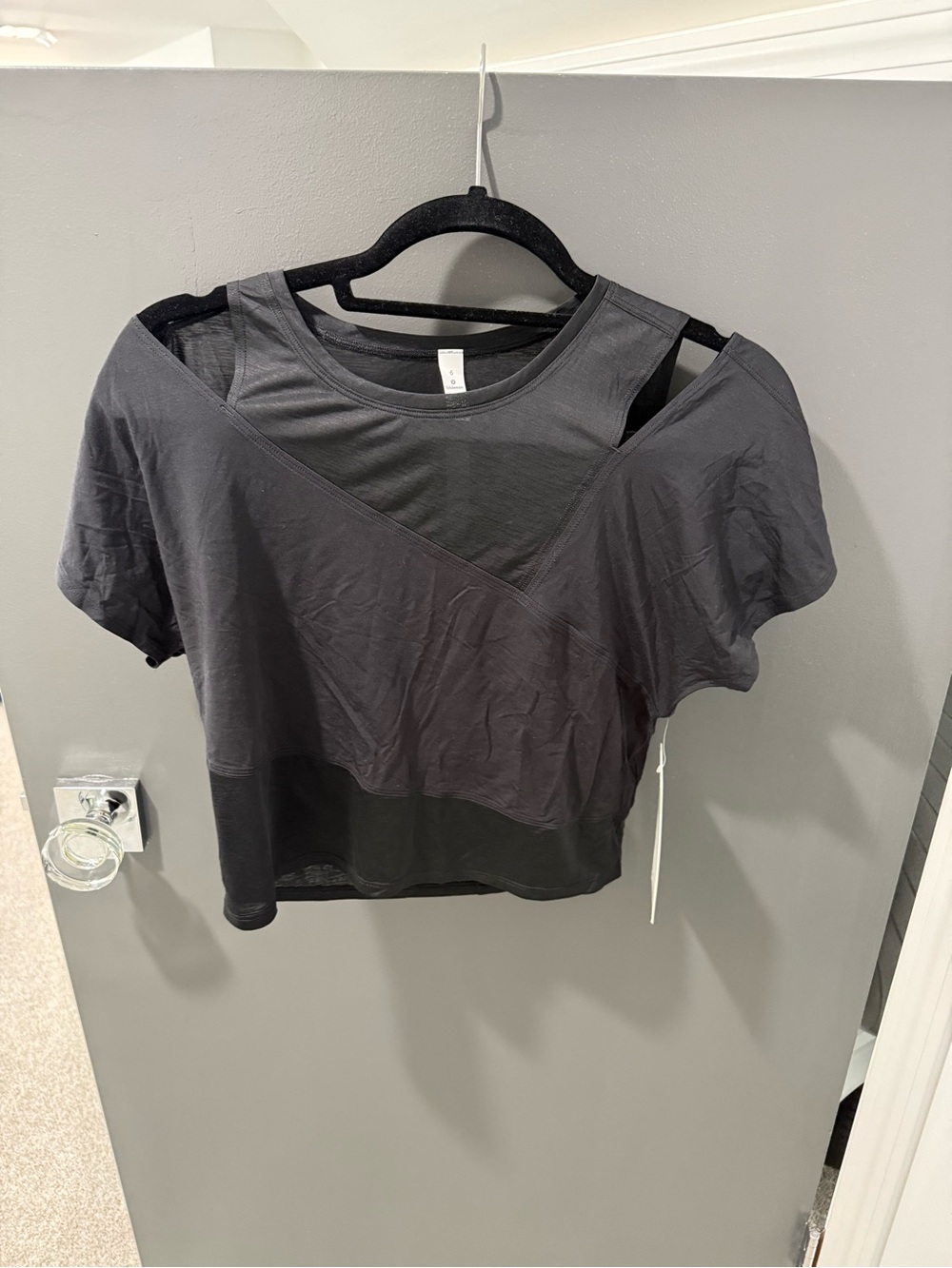 lululemon athletica Black No Inhibitions Cold-Shoulder Crop Top Tee